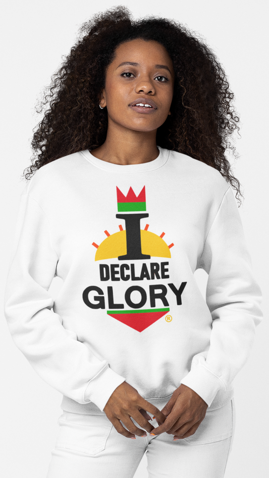 I Declare Glory - Blessed White -Sweatshirt